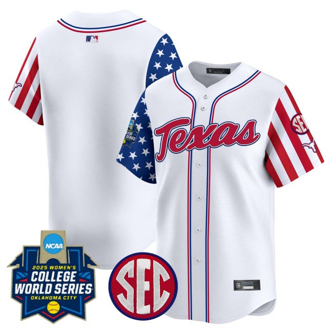 Men's Texas Longhorns Softball WCWS Blank White 2025 Independence Day Limited Stitched Baseball Jersey