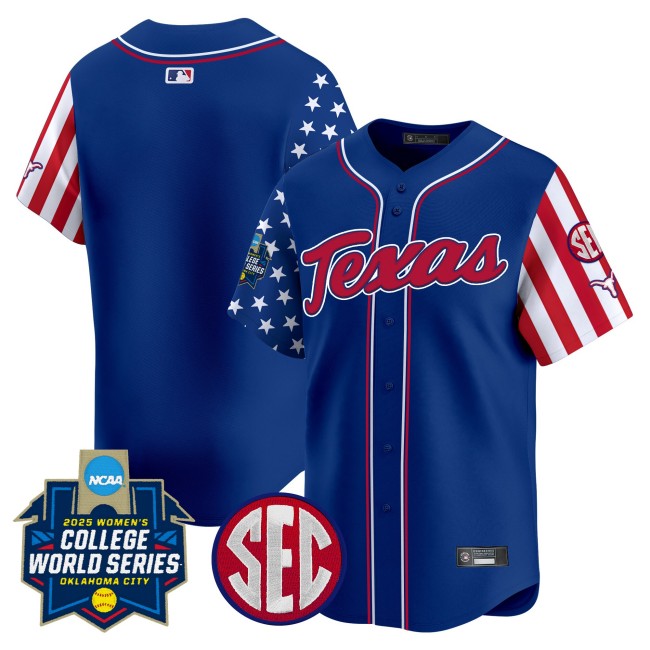 Men's Texas Longhorns Softball WCWS Blank Royal 2025 Independence Day Limited Stitched Baseball Jersey