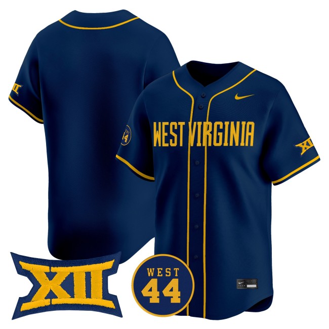 Men's West Virginia Mountaineers Blank Nike Navy 2025 Limited Stitched College Baseball Jersey - WEST 44 Patch