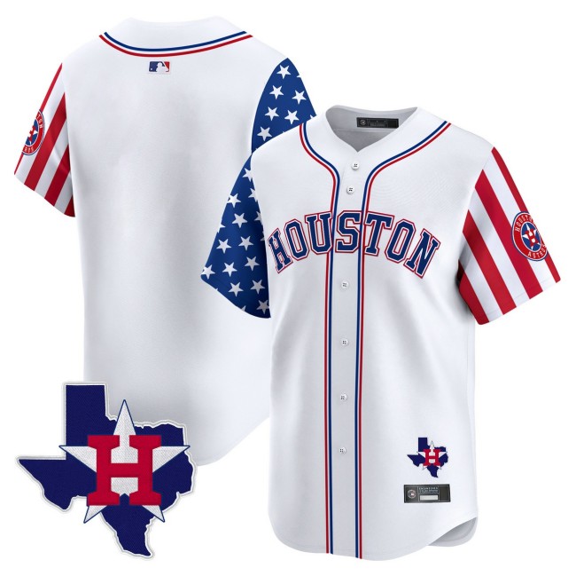 Men's Houston Astros Team Blank White 2025 Independence Day Limited Jersey V2 - All Stitched