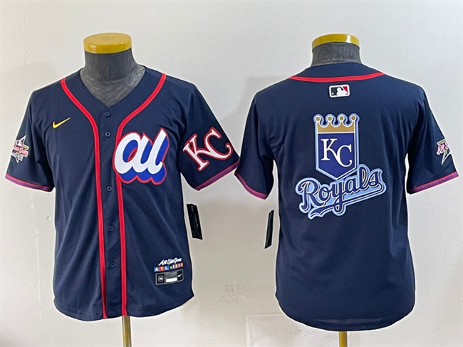 Women's American League Kansas City Royals Team Big Logo Navy 2025 All-Star Edition Limited Stitched Baseball Jersey(Run Small) (1)