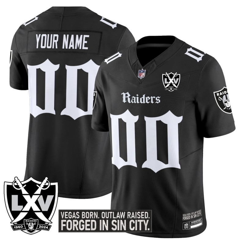 Las Vegas Raiders Custom 'Gothic Sin City Shadows Edition' 2025 Vapor Limited Stitched Jersey Black 1960's Patch
