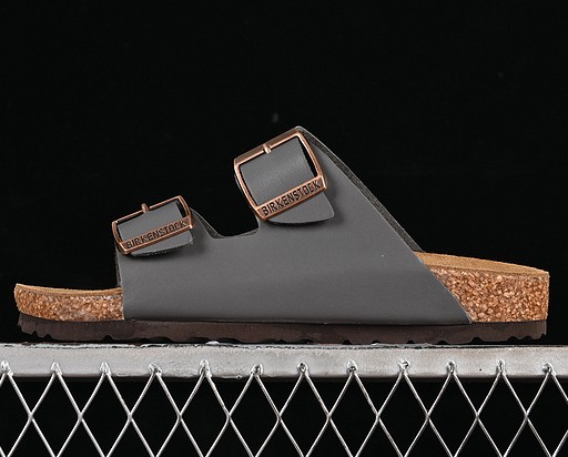Unisex Birkenstock Arizona Dark Grey Brown Natural Leather Sandals Sneaker