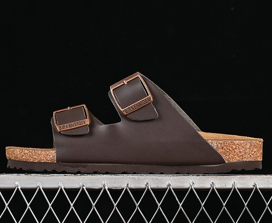 Unisex Birkenstock Arizona Red Brown Natural Leather Two-Strap Sandals Sneaker