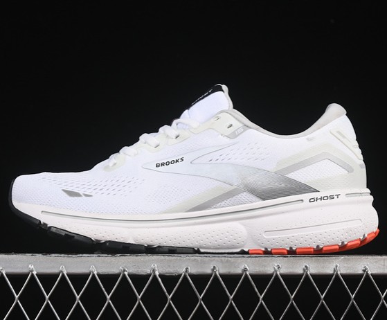 Brooks Ghost 15 White Grey 1103931D184 Running Sneaker (Men's US7-12 Women's USW5.5-8)