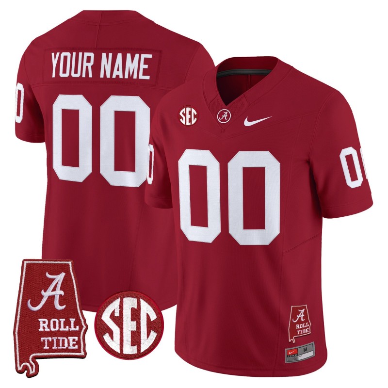 Alabama Crimson Tide Custom Throwback Nike FUSE Limited Stitched Football Jersey Crimson - Alabama Map