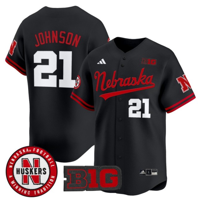 Men's Nebraska Huskers #21 Emmett Johnson 2025 Vapor Baseball Jersey - Black