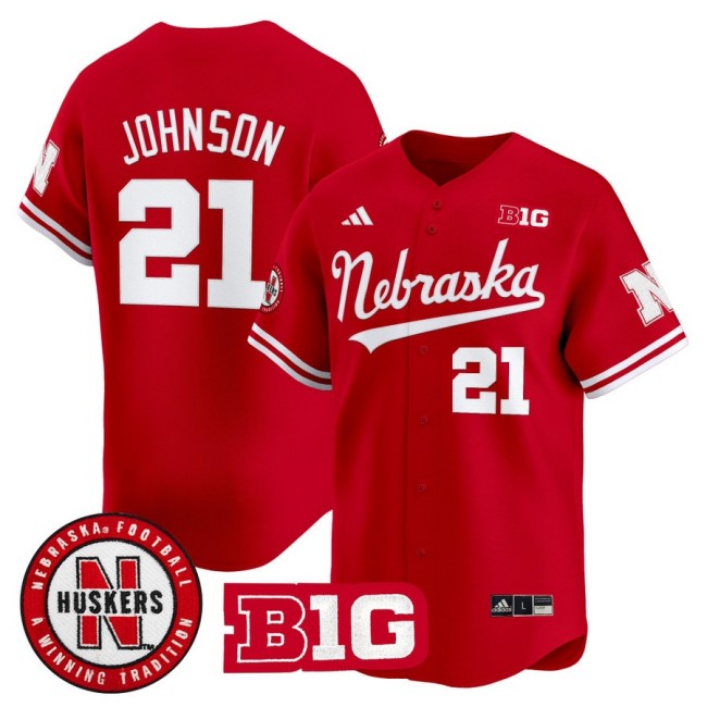 Men's Nebraska Huskers #21 Emmett Johnson 2025 Vapor Baseball Jersey - Scarlet
