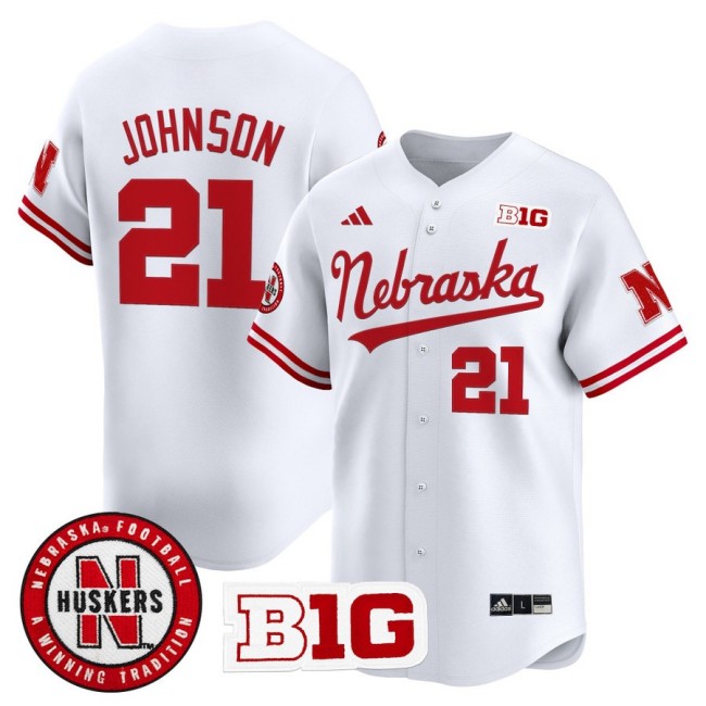 Men's Nebraska Huskers #21 Emmett Johnson 2025 Vapor Baseball Jersey - White