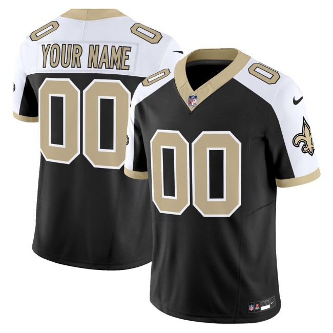Nike New Orleans Saints 'Gameday Golds Edition' Vapor Custom NFL Jersey Black White - All Stitched