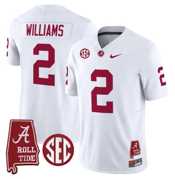 Men's Alabama Crimson Tide #2 Ryan Williams Throwback Stitched Nike Jersey Whtie - Alabama Map