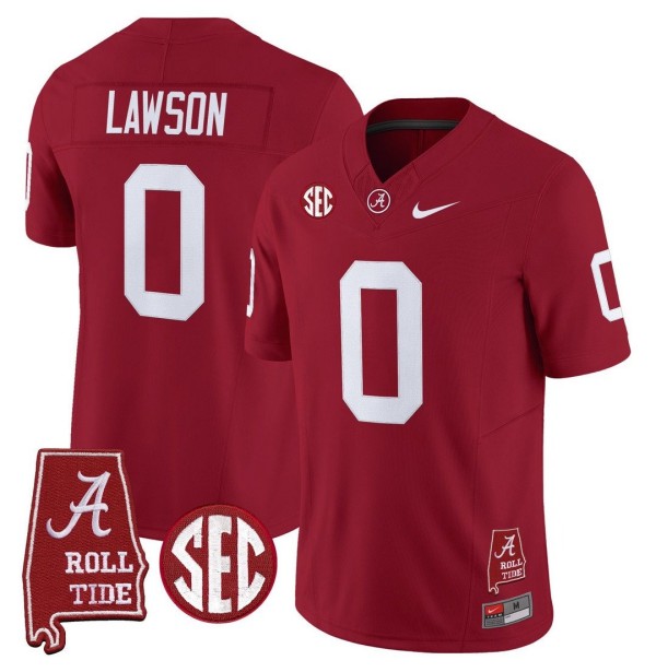Men's Alabama Crimson Tide #0 Deontae Lawson Throwback Stitched Nike Jersey Crimson - Alabama Map