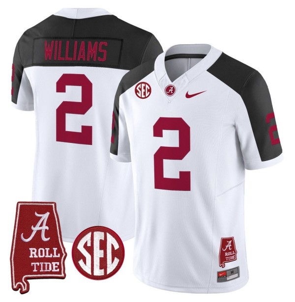 Men's Alabama Crimson Tide #2 Ryan Williams Throwback Stitched Nike Jersey Inverted - Alabama Map