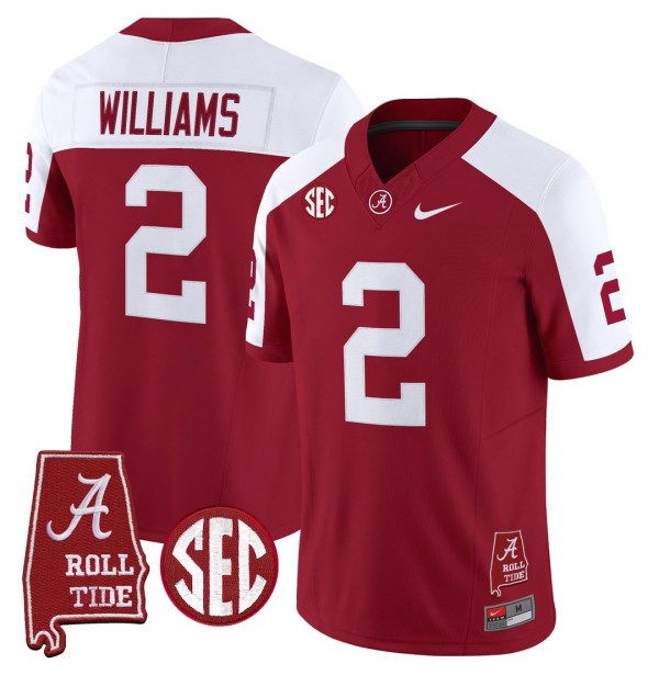 Men's Alabama Crimson Tide #2 Ryan Williams Throwback Stitched Nike Jersey Crimson Alternate - Alabama Map