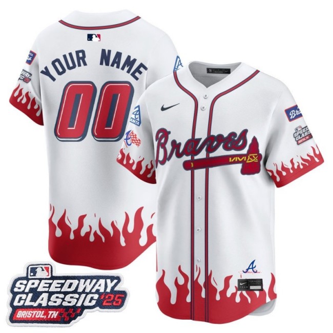 Nike Atlanta Braves 2025 Speedway Classic Limited Custom Jersey White V2 - All Stitched
