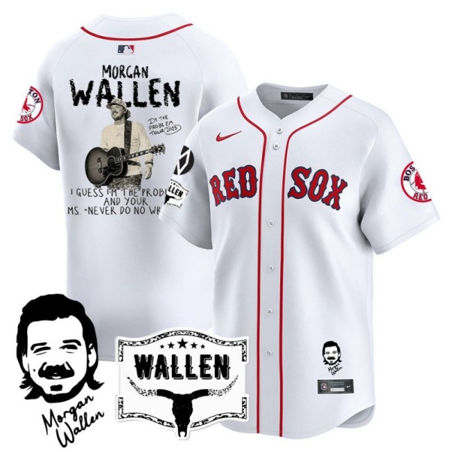 Men's Morgan Wallen x MLB Boston Red Sox 2025 Nike Jersey White - All Stitched