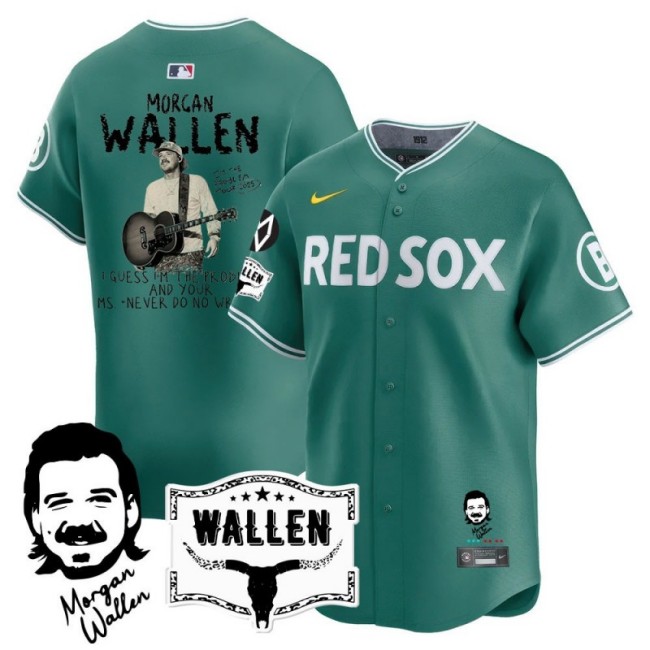 Men's Morgan Wallen x MLB Boston Red Sox 2025 Nike Jersey City Connect - All Stitched