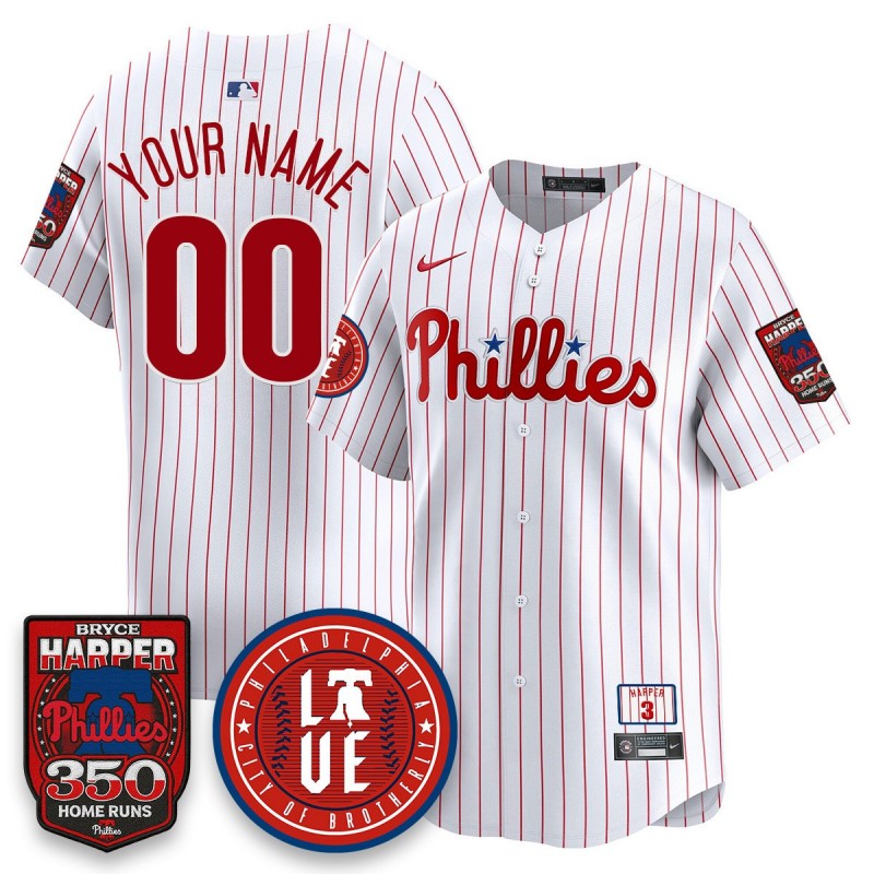 Phila. Phillies Bryce Harper 350 Home Runs Nike MLB Custom Jersey White - All Stitched