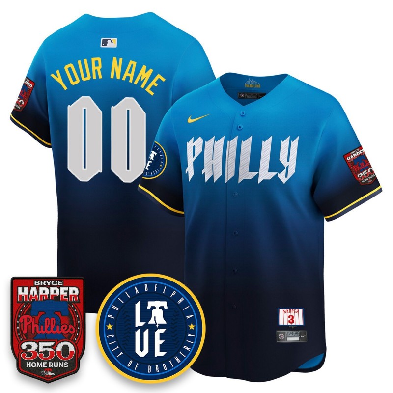 Phila. Phillies Bryce Harper 350 Home Runs Nike MLB Custom Jersey City Connect - All Stitched