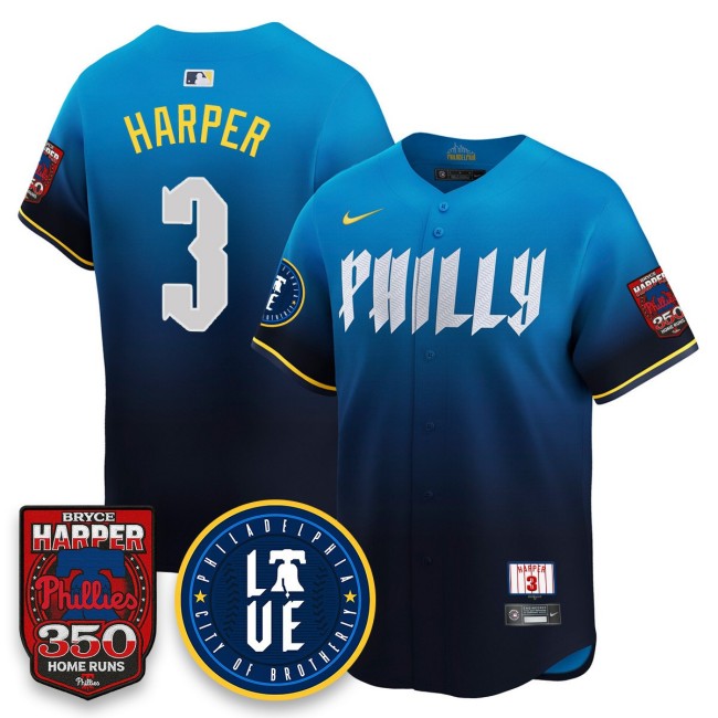 Men's Phila. Phillies #3 Bryce Harper Nike 350 Home Runs MLB Jersey City Connect - All Stitched