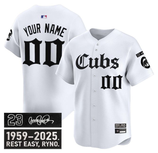 Chicago Cubs Custom White 2025 'Ryne Sandberg Tribute' MLB Limited Stitched Jersey - Gothic Edition