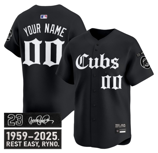 Chicago Cubs Custom Black 2025 'Ryne Sandberg Tribute' MLB Limited Stitched Jersey - Gothic Edition
