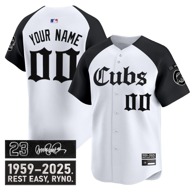 Chicago Cubs Custom White Black 2025 'Ryne Sandberg Tribute' MLB Limited Stitched Jersey - Gothic Edition