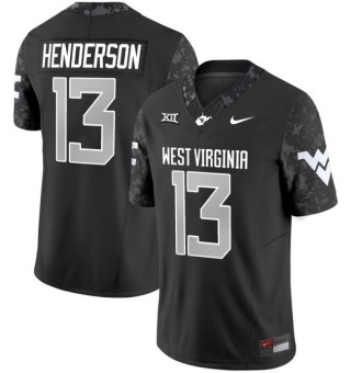 Men's West Virginia Mountaineers #13 Jaylen Henderson Coal Rush 2025 Nike FUSE Limited Stitched Football Jersey Black