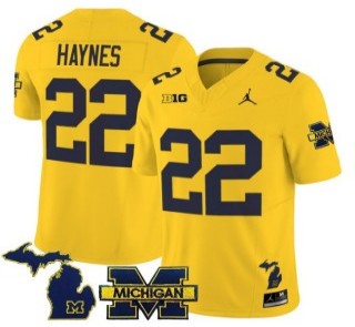 Youth Michigan Wolverines #22 Justice Haynes Maize 2025 FUSE Limited Stitched Football Jersey - With Team & MI State Map Patch