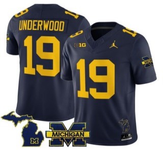 Youth Michigan Wolverines #19 Bryce Underwood Navy 2025 FUSE Limited Stitched Football Jersey - With Team & MI State Map Patch