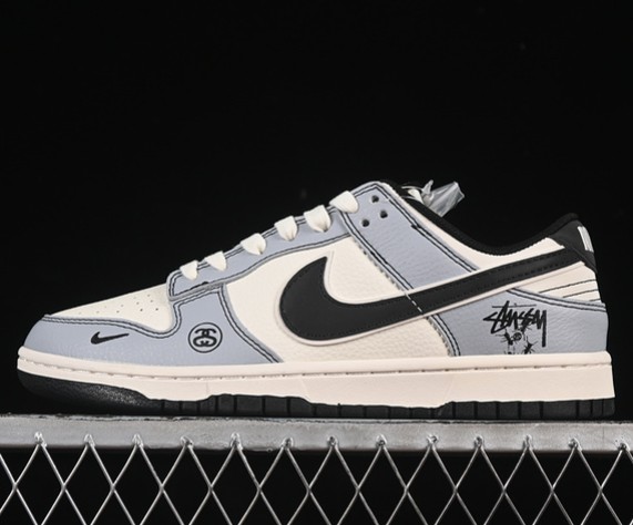 Nike SB Dunk Low White Grey Black Blue XS6089-596 Sneaker (Men's US7-11 Women's USW5.5-8)