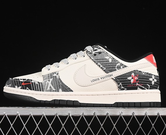 Nike SB Dunk Low LV White Grey Black Red JH8310-946 Sneaker (Men's US7-11 Women's USW5.5-8)
