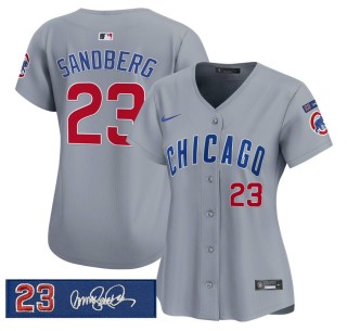 Women's Chicago Cubs #23 Grey 'Ryne Sandberg Tribute' 2025 Nike Limited Stitched MLB Jersey
