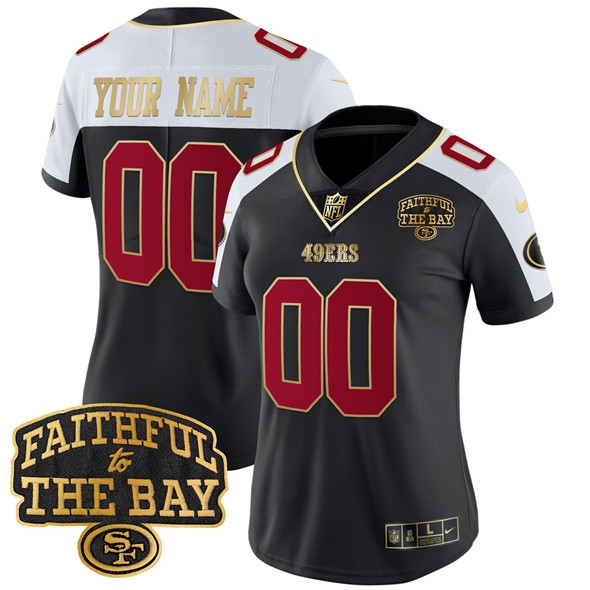 Women's San Francisco 49ers Custom Black Alternate 2025 F.U.S.E. Faithful To The Bay Patch Vapor Limited V8 Stitched Football Jersey