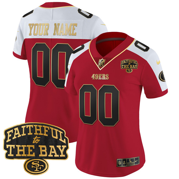 Women's San Francisco 49ers Custom Red Alternate 2025 F.U.S.E. Faithful To The Bay Patch Vapor Limited V8 Stitched Football Jersey