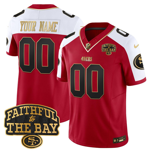 Men's San Francisco 49ers Custom Red Alternate 2025 F.U.S.E. Faithful To The Bay Patch Vapor Limited V8 Stitched Football Jersey