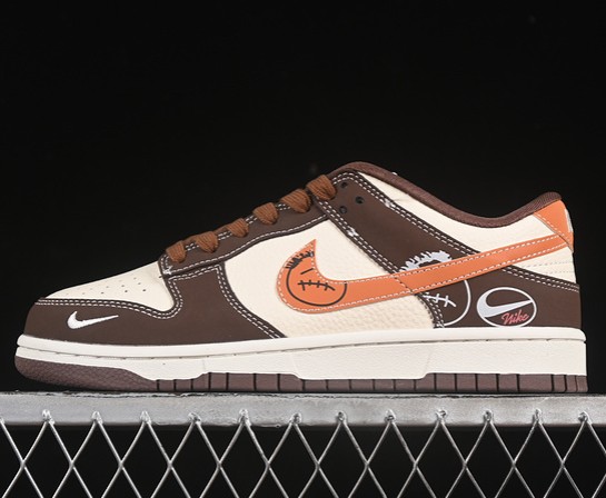 Nike SB Dunk Low White Brown Orange KK1333-034 (Men's US7-11 Women's USW5.5-8) Sneaker