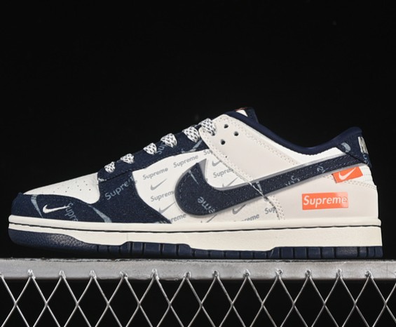 Nike SB Dunk Low Sup White Navy SC9207-415 (Men's US7-11 Women's USW5.5-8) Sneaker