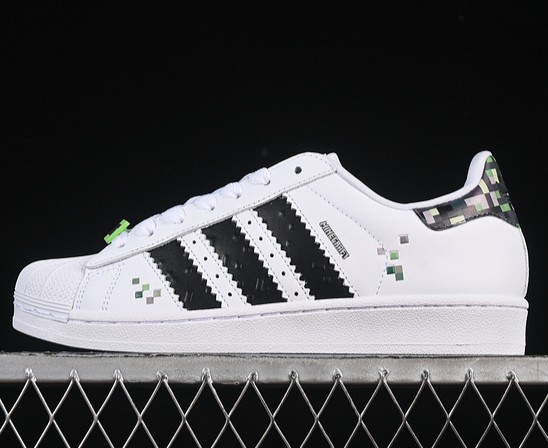 Unisex adidas Originals Minecraft x Superstar 2 J 'Creeper' Casual Shoes JQ8749 Cloud White Core Black Supplier Colour Sneaker