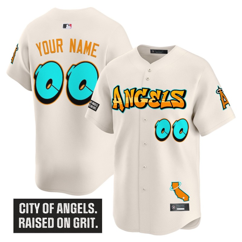 Los Angeles Angels Custom 'Graffiti Halo Drop Edition' Limited Stitched Jersey Cream