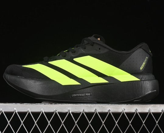 Men's adidas Adizero Evo SL Black Lucid Lemon Iron Metallic JR3420 Sneaker