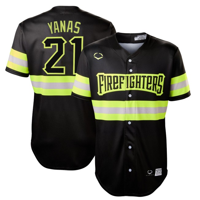Firefighters EvoShield #21 YANAS Black Reflective Men's Banana Ball Limited Stitched Jersey