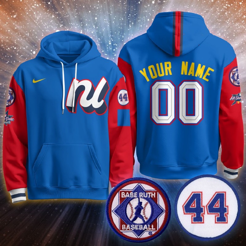 National League 2025 MLB All-Star Custom Stitched Hoodie Blue Red