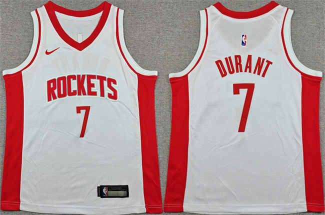 Youth Houston Rockets #7 Kevin Durant White 2025 Association Edition Stitched Jersey