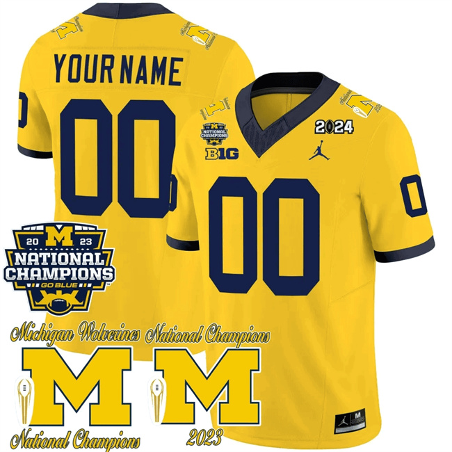 Michigan Wolverines Custom Yellow F.U.S.E. CFP 2023 National Champions Patch Vapor Stitched Football Jersey