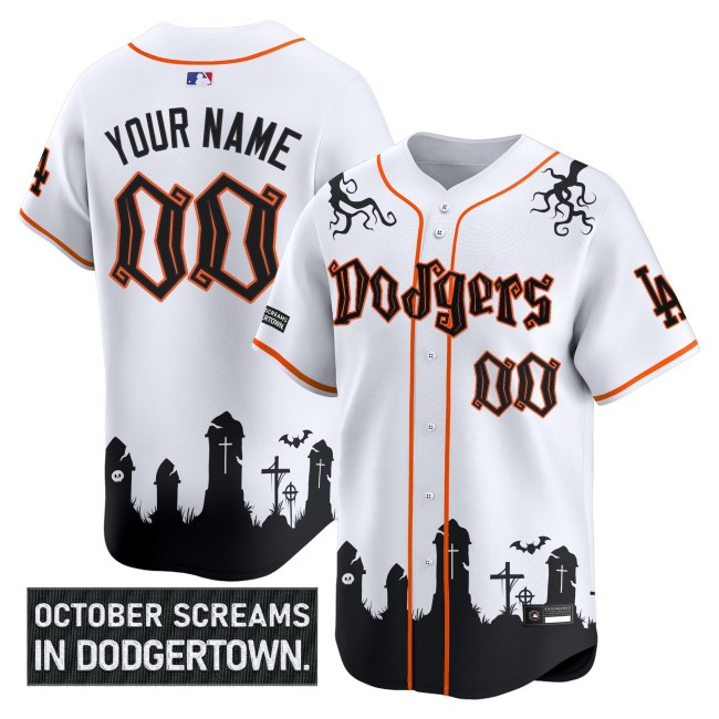 Los Angeles Dodgers Custom 'Halloween Edition' Limited Stitched MLB Jersey White