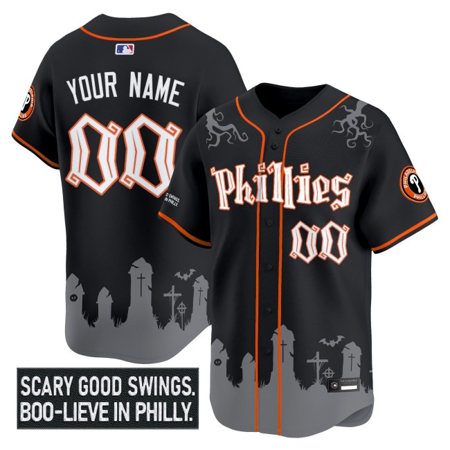 Philadelphia Phillies Custom 'Halloween Spooky Edition' Limited Stitched MLB Jersey Black