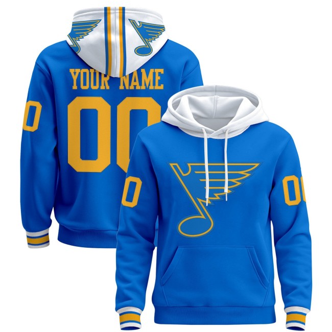 St. Louis Blues Custom Blue 2025-26 Premium Pullover Hoodie - All Stitched