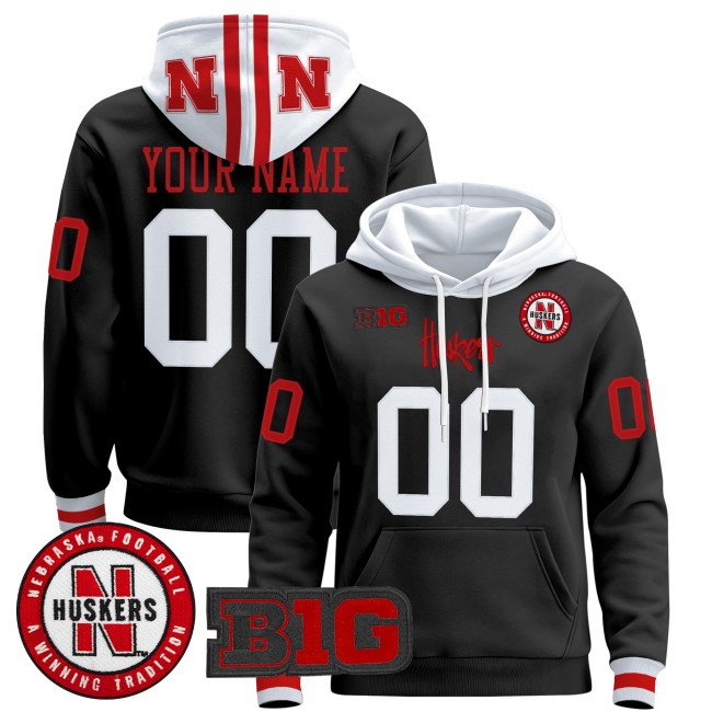Nebraska Cornhuskers Custom Black 2025 Premium Pullover Hoodie - All Stitched