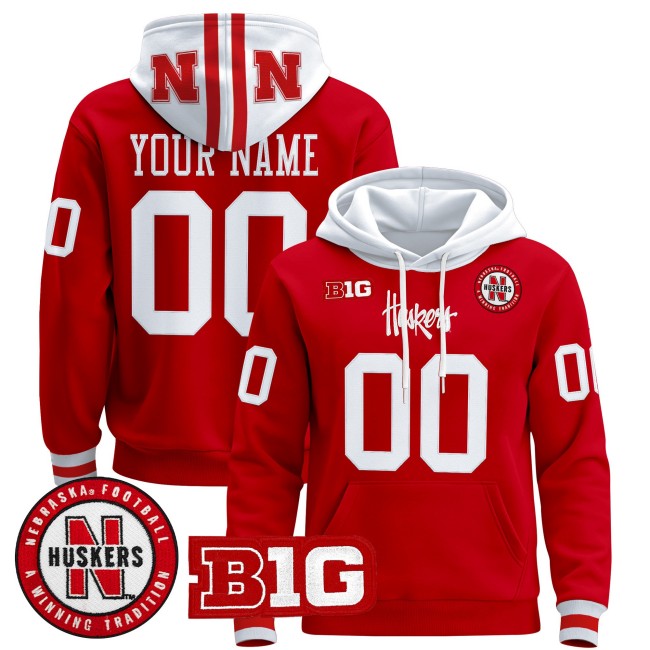 Nebraska Cornhuskers Custom Scarlet 2025 Premium Pullover Hoodie - All Stitched